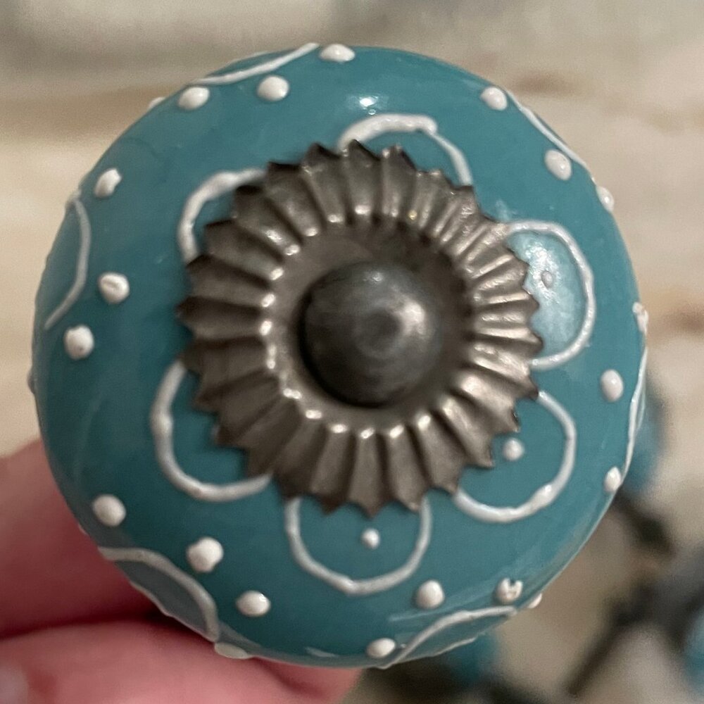 Anthropologie blue cabinet knobs - sold as set of 7
